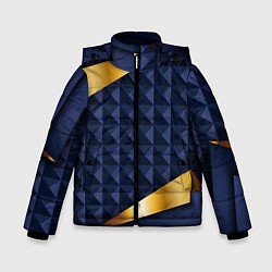 Куртка зимняя для мальчика 3D плитки с золотыми вставками, цвет: 3D-светло-серый