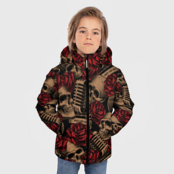 Куртка зимняя для мальчика Черепа Рок-н-ролл, цвет: 3D-черный — фото 2
