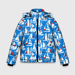 Куртка зимняя для мальчика Яхты, цвет: 3D-светло-серый