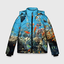 Куртка зимняя для мальчика Коралловые рыбки, цвет: 3D-черный