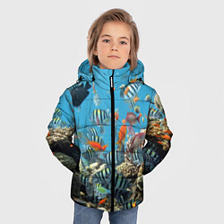 Куртка зимняя для мальчика Коралловые рыбки, цвет: 3D-черный — фото 2