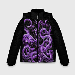 Куртка зимняя для мальчика Фиолетовый Кракен, цвет: 3D-черный