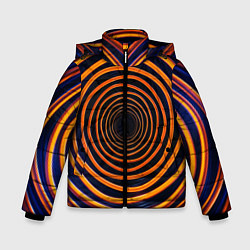 Куртка зимняя для мальчика Круги неоновые, цвет: 3D-черный