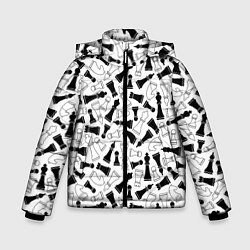 Куртка зимняя для мальчика Шахматы, цвет: 3D-черный
