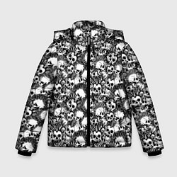 Куртка зимняя для мальчика Черепа с Ирокезами, цвет: 3D-черный