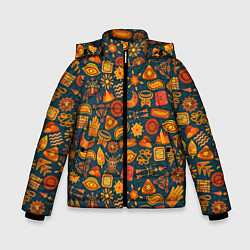 Куртка зимняя для мальчика Узор из бактерий и не только, цвет: 3D-черный