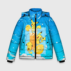 Куртка зимняя для мальчика Пикачу в лимонаде, цвет: 3D-черный