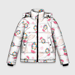 Куртка зимняя для мальчика Радужные Единороги, цвет: 3D-светло-серый