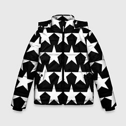 Куртка зимняя для мальчика Белые звёзды на чёрном фоне 2, цвет: 3D-черный