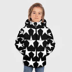 Куртка зимняя для мальчика Белые звёзды на чёрном фоне 2, цвет: 3D-черный — фото 2