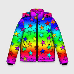 Куртка зимняя для мальчика Радужные звезды, цвет: 3D-черный