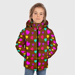 Куртка зимняя для мальчика Сердечки разноцветные, цвет: 3D-светло-серый — фото 2