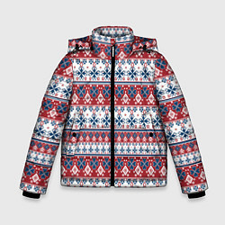 Зимняя куртка для мальчика Этнический красно-синий узор