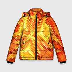 Куртка зимняя для мальчика Желто-оранжевая абстракция, цвет: 3D-черный
