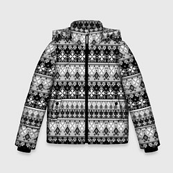 Куртка зимняя для мальчика Черно-белый орнамент, цвет: 3D-светло-серый