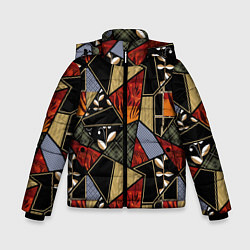 Куртка зимняя для мальчика Разноцветные заплатки, цвет: 3D-красный