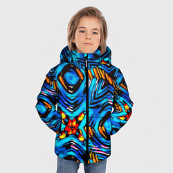 Куртка зимняя для мальчика Желто-синий абстрактный узор, цвет: 3D-черный — фото 2