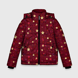Куртка зимняя для мальчика Россыпи золотых звезд, цвет: 3D-черный