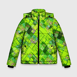 Зимняя куртка для мальчика Ярко-зеленый абстрактный узор