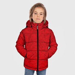 Куртка зимняя для мальчика Ярко-красный мраморный узор, цвет: 3D-черный — фото 2