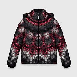 Куртка зимняя для мальчика Красно-черный мозаичный узор, цвет: 3D-черный