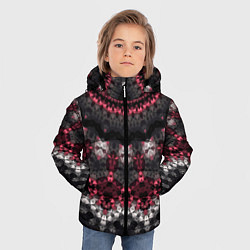 Куртка зимняя для мальчика Красно-черный мозаичный узор, цвет: 3D-черный — фото 2