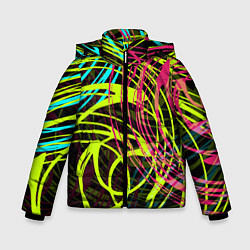 Куртка зимняя для мальчика Разноцветные спирали, цвет: 3D-черный
