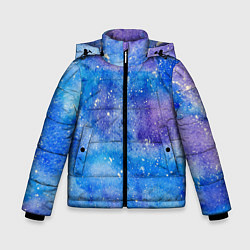 Куртка зимняя для мальчика Акварельные разводы и брызги красок, цвет: 3D-черный
