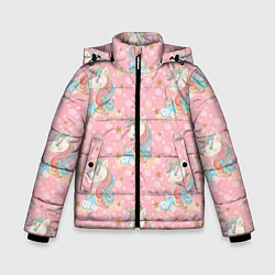 Куртка зимняя для мальчика Единороги для девочек, цвет: 3D-красный