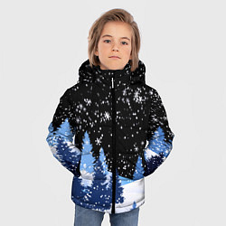 Куртка зимняя для мальчика Снежная ночь в зимнем лесу, цвет: 3D-красный — фото 2