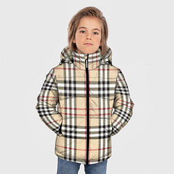 Куртка зимняя для мальчика Клетчатый принт в стиле Burberry, цвет: 3D-светло-серый — фото 2