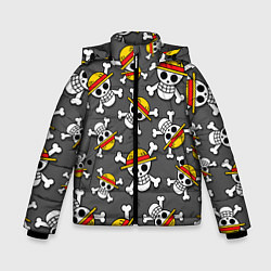 Куртка зимняя для мальчика Ван-Пис, Мугивара узор, цвет: 3D-черный