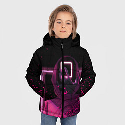Куртка зимняя для мальчика ИГРА В КАЛЬМАРА НЕОН, СТРАЖ КВАДРАТ 029, цвет: 3D-черный — фото 2