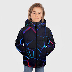 Куртка зимняя для мальчика Неоновые 3D плиты Неоновые плиты, цвет: 3D-светло-серый — фото 2