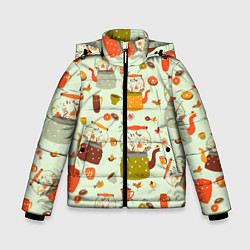 Куртка зимняя для мальчика Осенние чаепитие, цвет: 3D-черный