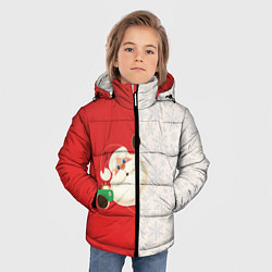 Куртка зимняя для мальчика Дед Мороз селфи, цвет: 3D-красный — фото 2