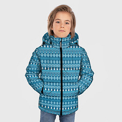 Куртка зимняя для мальчика Новогодний узор сине-белого цвета, цвет: 3D-светло-серый — фото 2