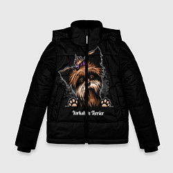 Куртка зимняя для мальчика Собачка Йоркширский Терьер, цвет: 3D-черный