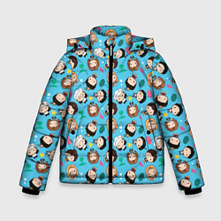 Куртка зимняя для мальчика Паттерн с друзьями, цвет: 3D-черный