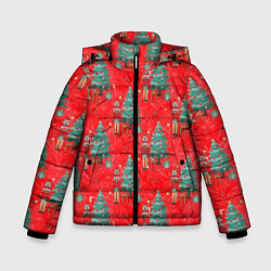 Куртка зимняя для мальчика Щелкунчик Новый год, цвет: 3D-красный