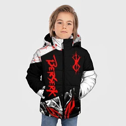 Куртка зимняя для мальчика Берсерк черная маска с логотипом, цвет: 3D-светло-серый — фото 2