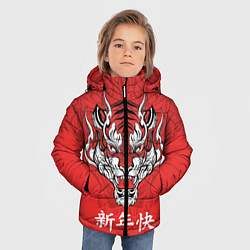 Куртка зимняя для мальчика Красный тигр - дракон, цвет: 3D-черный — фото 2
