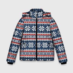 Куртка зимняя для мальчика Knitted Christmas Pattern, цвет: 3D-черный