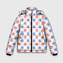 Куртка зимняя для мальчика Снежинки паттернsnowflakes pattern, цвет: 3D-красный