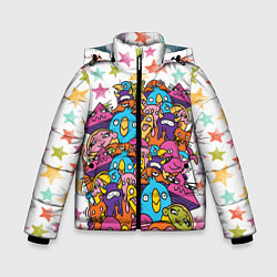 Куртка зимняя для мальчика Звездные монстры, цвет: 3D-светло-серый