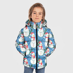 Куртка зимняя для мальчика Много снеговиков, цвет: 3D-светло-серый — фото 2