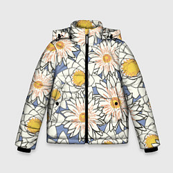 Куртка зимняя для мальчика Растение Ромашки, цвет: 3D-светло-серый