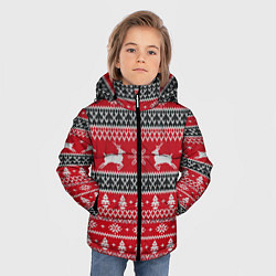 Куртка зимняя для мальчика НОВОГОДНИЙ УЗОР С ОЛЕНЯМИ, цвет: 3D-светло-серый — фото 2