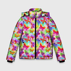 Куртка зимняя для мальчика Разноцветные Бабочки Color, цвет: 3D-светло-серый
