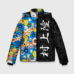 Куртка зимняя для мальчика Такаси Мураками Иероглифами, цвет: 3D-черный